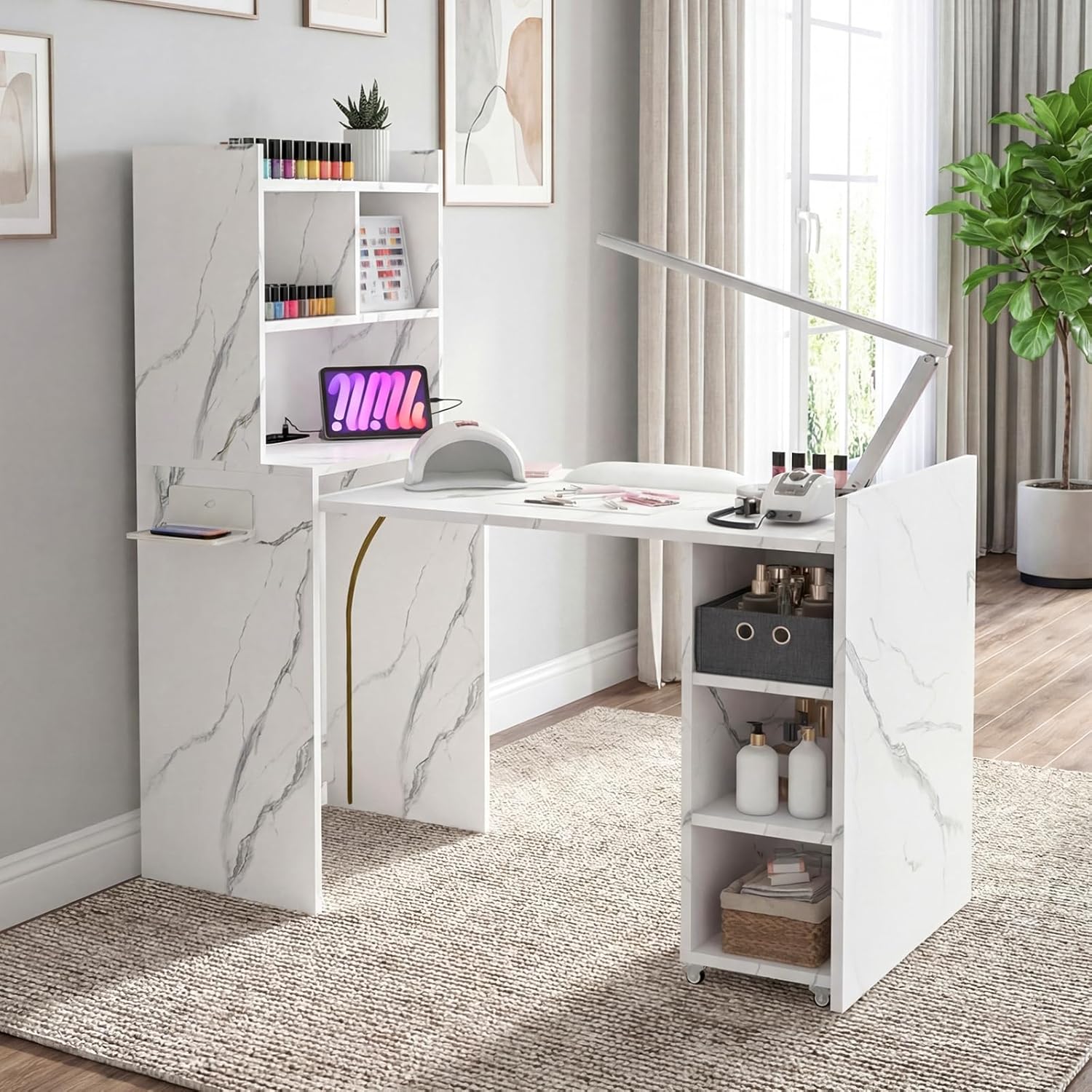 Tech Office Wall - Foldable Manicure Table Nail Desk, Extendable