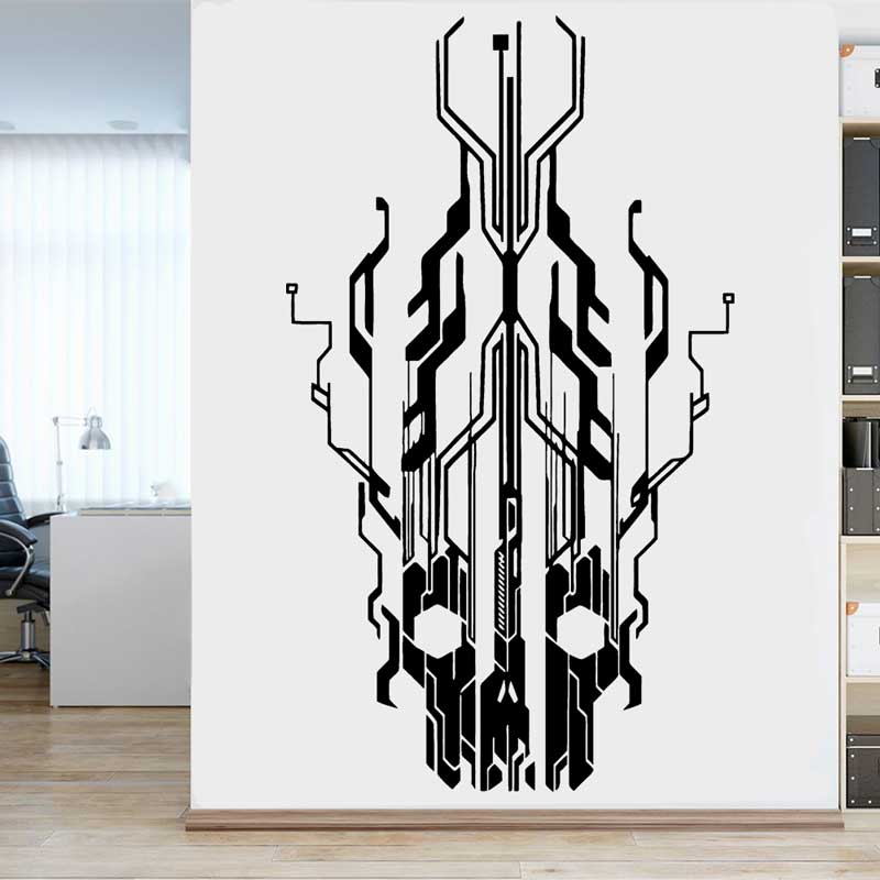 Chip Circuit Tech Skull Vinyl  – Tech Office Wall Bewertung und Preis