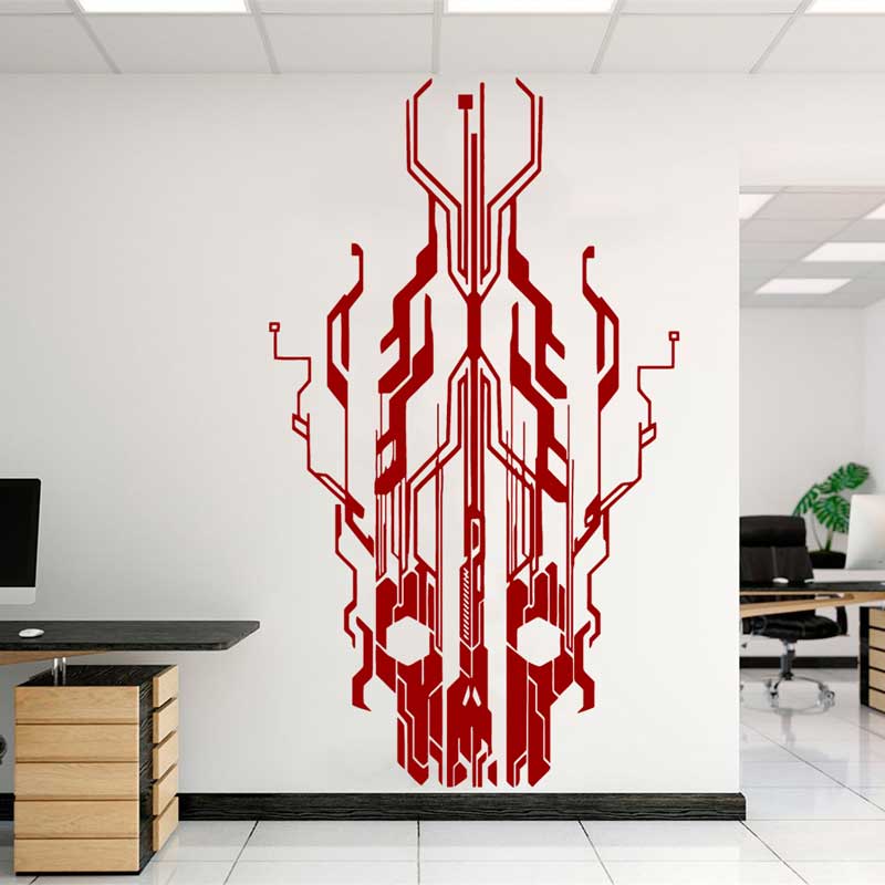 Chip Circuit Tech Skull Vinyl  – Tech Office Wall Bewertung und Preis