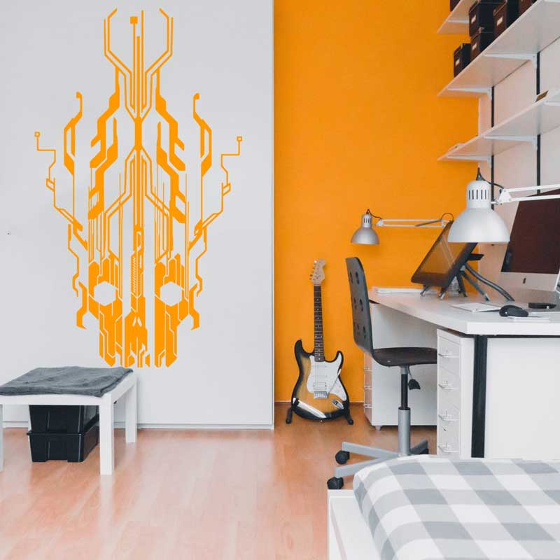 Chip Circuit Tech Skull Vinyl  – Tech Office Wall Bewertung und Preis