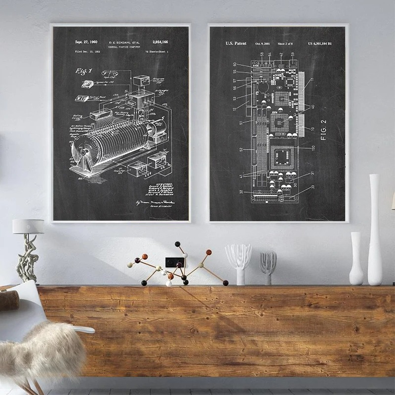 6Pcs Vintage Computer Patent W – Tech Office Wall Bewertung und Preis