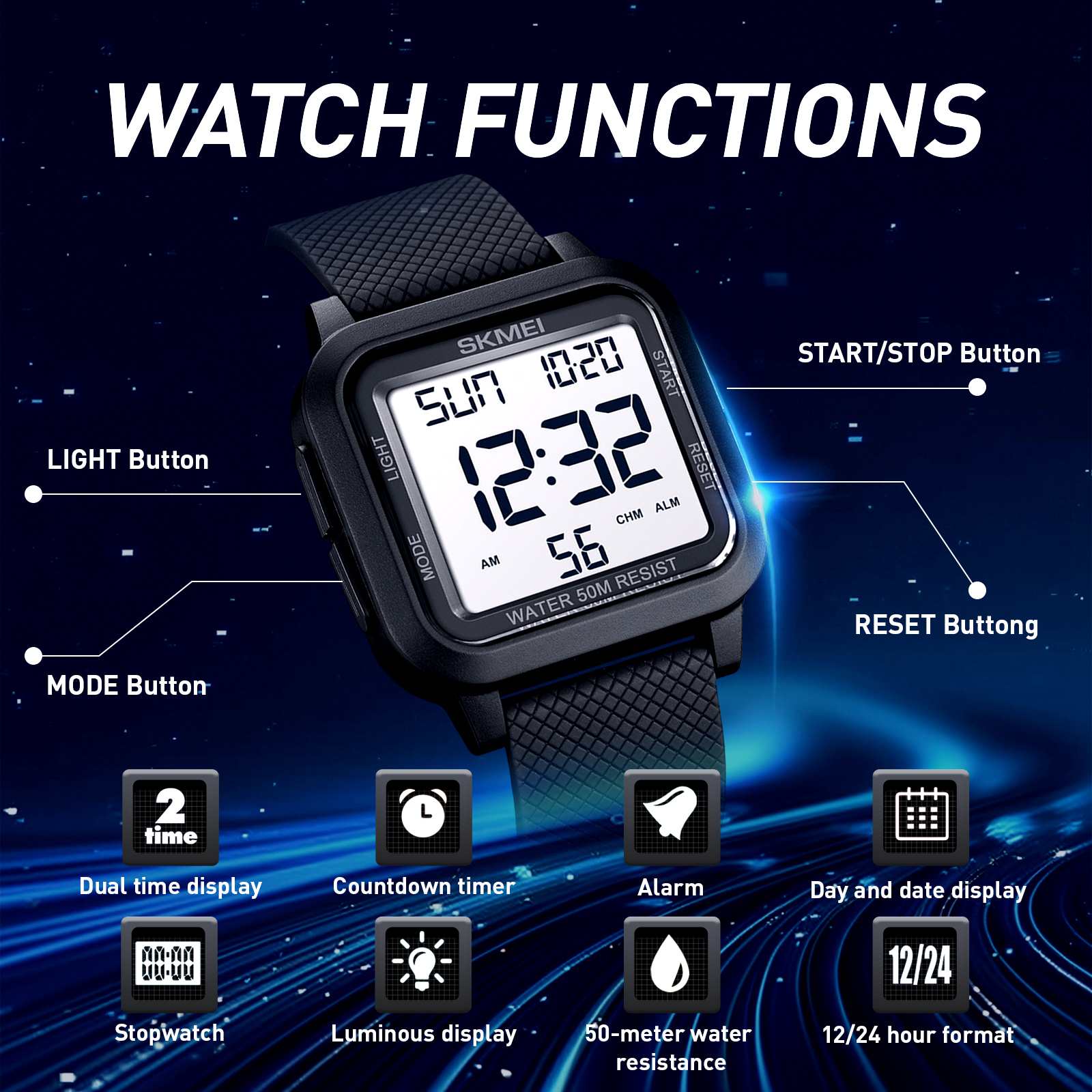 SKMEI 1894 Electric Wristwatch – Digital Timer Countdown Bewertung und Preis